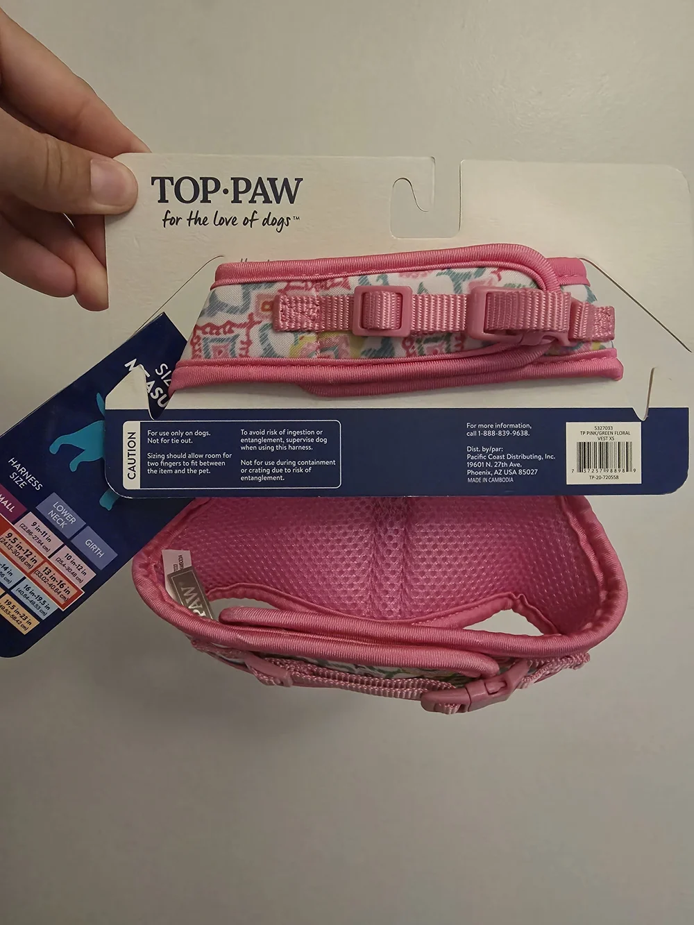 Top Paw Pink & Multicolor Geometric Comfort Vest Harness - X-Small